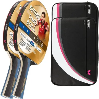 Produktbild von Butterfly 2x Timo Boll Gold 85021 Tischtennisschläger + 2x Tischtennishülle Drive Case II