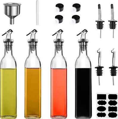 Produktbild von Famanu Ölflasche Set 4-teilig - 4 x 500 ml mit Ausgießer und Trichter