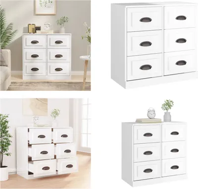 Produktbild von vidaXL Sideboard Hochglanz Weiß 70x35,5x67,5 cm Holzwerkstoff - Sideboard - Sideboards - Schrank - Lagerschrank