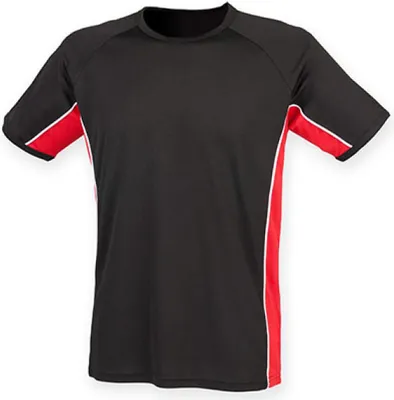 Produktbild von Finden+Hales LV240 |  Herren Performance Panel T-Shirt / Polyester Topcool® - Farbe: Black/Red/White - Größe: M