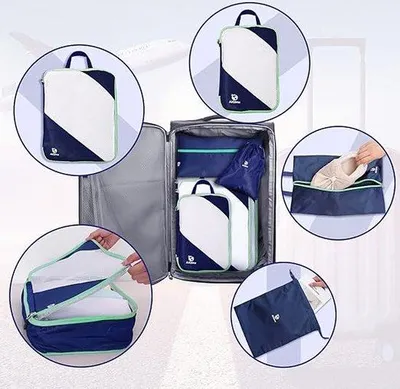 Immagine prodotto di Set di organizer per bagagli Famanu, composto da 5 pezzi: salvaspazio e versatile