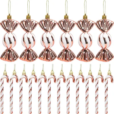 Produktbild von Weihnachtsbaumdeko Zuckerstangen, 18 Stück, Glitzer, Roségold, für die Weihnachtszeit