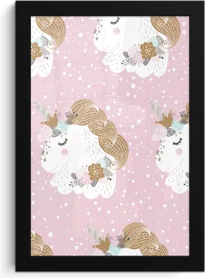 Produktbild von MuchoWow® MuchoWow® Gerahmtes Poster Einhorn - Rosa - Kinder - Rosa - Mädchen - Baby - Mädchen 20x30 cm - Poster mit zchwarzem Bilderrahmen - Drucken - Bilder Poster im Rahmen