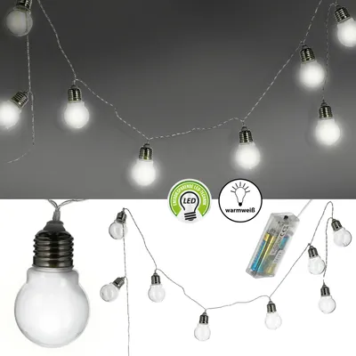 Produktbild von Lichterkette 8 Glühbirnen L150cm warmweiß batteriebetrieben Metall Kunststoff Girlande Leuchtkette Dekobeleuchtung