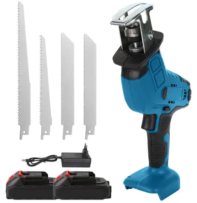 Obrázek produktu pro Akumulátorová pila řetězová - 100 mm, elektrická pila pro dřevo a kov - 3000 ot./min - Variabilní rychlost - 18V akumulátor - 2 akumulátory + nabíječka (EU)