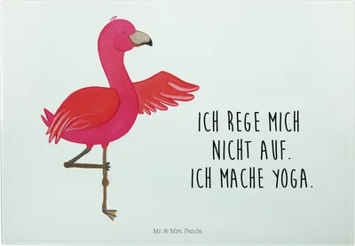 Produktbild von Mr. & Mrs. Panda Frühstücksbrett Flamingo Yoga - Weiß - Geschenk, Schneidebrett, Rosa, Hackbrett, Glasbrett, Servierplatte, Namaste, Yogi, Meditieren, Glas