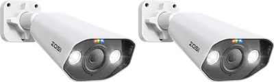 Produktbild von ZOSI 2x 5MP PoE Überwachungskamera Aussen mit Spotlight, Farbnachtsicht, Personen-/Fahrzeugerkennung, 2-Wege-Audio, Funktioniert NUR mit ZOSI PoE NVR