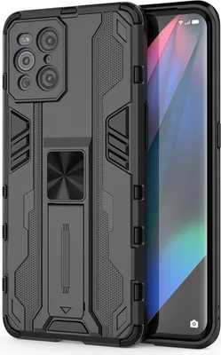 Produktbild von OPPO Find X3 Pro Hülle, Dual Layer PC TPU Bumper Stoßfest Ständer Schutzhülle für OPPO Find X3 / X3 Pro Schwarz