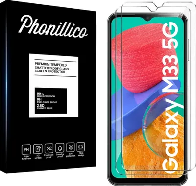 A product shot showing the packaging for a screen protector and the screen protectors themselves placed on a phone screen.