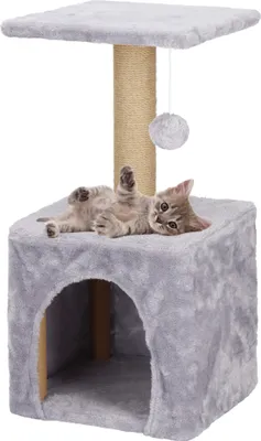Produktbild von Springos® Katzenkratzbaum Katzenhaus Spielpompon Plattform Sisalpfosten 62 cm