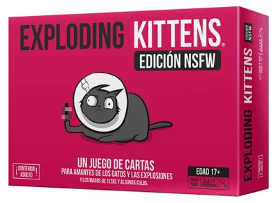 Imagen del producto de Exploding Kittens | Contenido para adultos | Juego de cartas de Card Lover's. Tema: Gatos y explosiones. | A partir de 17 años. | De 2 a 5 jugadores. | 15 minutos por partida. | Inglés