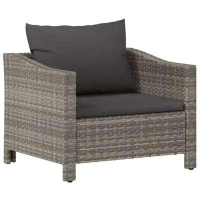 Image de Fauteuil de jardin avec coussin en polyrotin gris