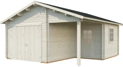 Produktbild von Palmako Garage Roger 21,9+5,2 m² - 44 mm - mit Holztor naturbelassen
