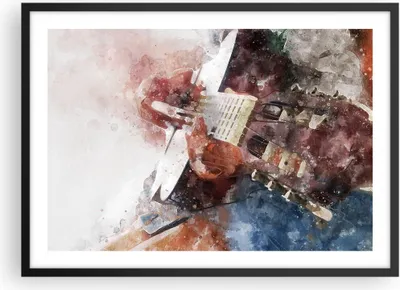 Produktbild von Gerahmtes Poster - Schwarzer Rahmen - Gitarre Musik - 70x50 cm - Wand Bild - Wanddeko - Wandbilder - Kunstposter - Wandposter - Bilderrahmen - Bilder - Kunstdruck - Wandbild - P2BAA70x50-4000