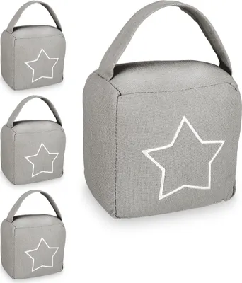 Produktbild von relaxdays 4 x Türstopper Sack Stern grau