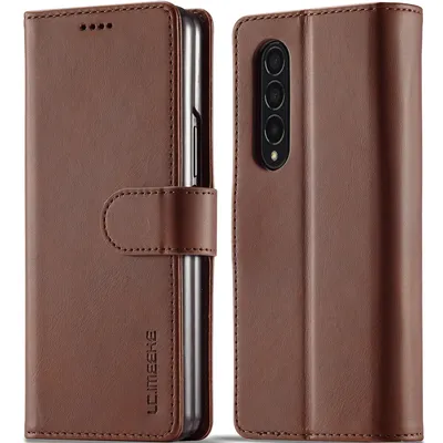 Obrázek produktu pro Pouzdro pro Samsung Galaxy Z Fold 4 5G, kožené flipové pouzdro s magnetickým uzávěrem a stojánkem, ochranné pouzdro Hnědý