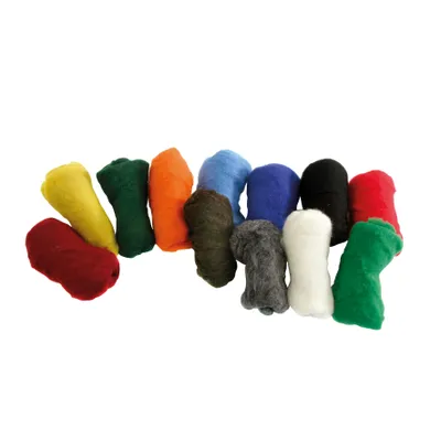 Produktbild von Filzset "Schafschurwolle", 100 g, 12 Farben