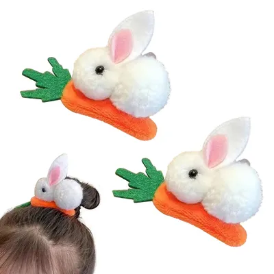 Image de Pinces à cheveux en forme de lapin pour Pâques - Lot de 2