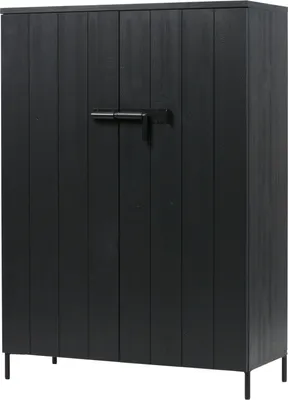 Produktbild von Woood Bruut Kommode Sideboard Aus Kiefer, 2-Türig, Schwarz