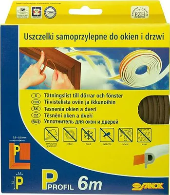 Produktbild von Dichtung Stomil SD-40AX/6-0, E-Profil, 9x4 mm, L-6 m, für Fenster und Türen, braun