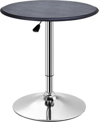 Produktbild von Bartisch Schwarz 63x67-93cm Konferenztisch Kunstleder Chromstahl Stehtisch Esstisch Hoehenverstellbar Kuechentisch Wohnzimmer Esszimmer Kaffeetisch