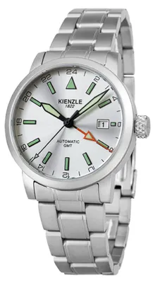 Produktbild von Kienzle Herrenarmbanduhr Automatik GMT TMI NH34 Saphirglas 39 mm Edelstahl 10 ATM silberweiß