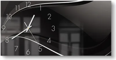 Produktbild von DEQORI Glasuhr 60x30 cm Zahlen 'Dunkle Wellengrafik' Wanduhr Glas Uhr Design leise