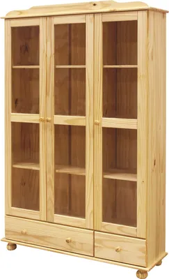 Produktbild von SIT Möbel Vitrine mit 3 Türen, 2 Schubladen | Kiefer-Holz massiv | natur | B 126 x T 35 x H 189 cm | 19000-71 | Serie VITRINE