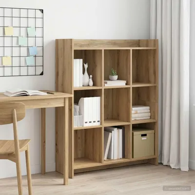 Obrázok produktu pre Maison Exclusive – Knihovňa s 9 policami, rozmer 87,5 x 30 x 111 cm, drevo dubový Imitácia