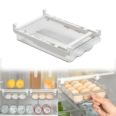 Produktbild von Kühlschrank Aufbewahrungsbox, Eierhalter mit Griff, Eieraufbewahrungsbehälter, Durchsichtige Eierschublade aus Kunststoff, Herausziehbare Eierablage