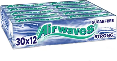 Immagine prodotto di Airwaves Strong gomma da masticare senza zucchero dragées espositore da banco 30x12s