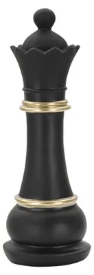 Produktbild von Skulptur Schachkönigin aus schwarzem und goldenem Kunstharz