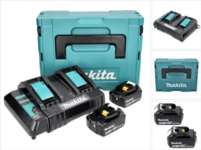 Zdjęcie produktu dla Zestaw Makita Power Source Kit 18 V z akumulatorem 2x BL 1860 B 6,0 Ah ( 197422-4 ) + podwójna ładowarka DC 18 SH ( 199687-4 ) + Makpac