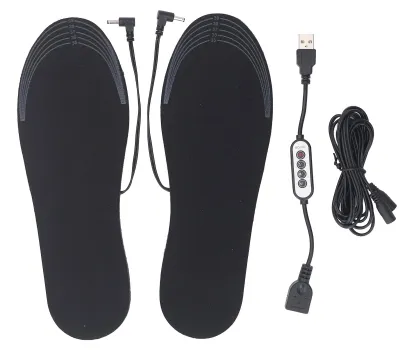 Produktbild von 1 Paar beheizte USB-Einlegesohlen für den Winter, elektrische Heizung für Skifahren im Freien, Wandern, Angeln, 40–50 ℃, einstellbar