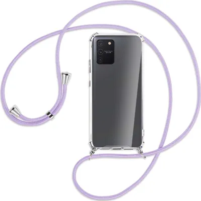 Produktbild von Handykette Backcover-Schutzhülle mit Band (Metall silberfarben) für Samsung Galaxy S10 Lite - violett