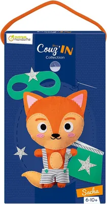 Imagen del producto de MY MANDARINE KC155C - Caja creativa para aprender a coser, Maxi Couz'In, 1 peluche de fieltro para manualidades, a partir de 2 años, Sascha el zorro, 1 caja