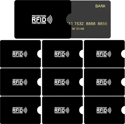 Immagine prodotto di 10 custodie per carte di credito RFID blocker per uomo e donna 6,2×9,2 cm nero