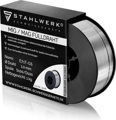 Produktbild von STAHLWERK Schweißdraht MIG MAG Premium Fülldraht E71T-GS 1,0 mm S100/D100 1 kg
