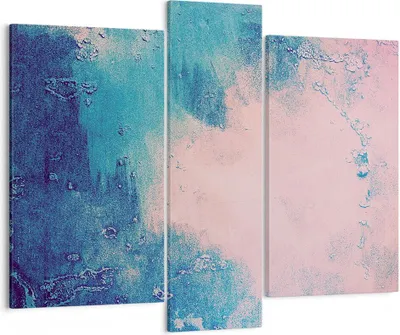 Produktbild von Bild auf Leinwand - Leinwandbild - 3 Teile - Abstraktion Rosa Blau - 95x80cm - Wand Bild - Wanddeko - Wandbilder - Leinwanddruck - Bilder - Wanddekoration - Leinwand bilder - Wandbild - CB95x80-4856