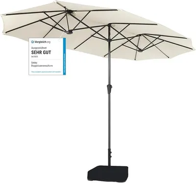 Imagen del producto de Parasol doble con manivela, protección solar UPF 50+, parasol de jardín extra grande para terraza, balcón o playa