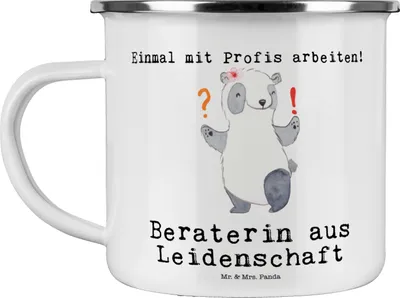Produktbild von Mr. & Mrs. Panda Teetasse Beraterin Leidenschaft - Weiß - Geschenk, Witzig, Emaille Tasse, Teebecher, Spruch, Lustig, Haferl, Beruf, Becher, Pott, IT Beratung