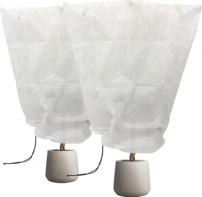 Produktbild von Frostschutzhüllen aus Pflanzenvlies mit Kordelzug – 80 cm x 120 cm – 2er-Pack
