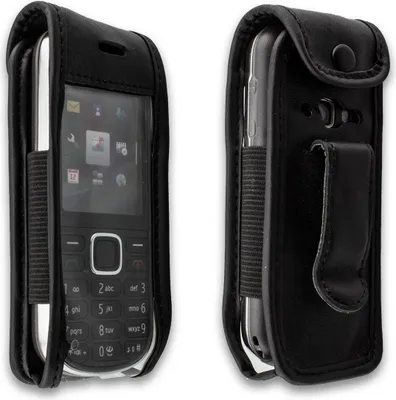 Image de caseroxx Etui en cuir avec clip ceinture compatible avec Nokia 3720 en cuir véritable, étui avec clip ceinture et fenêtre de visualisation