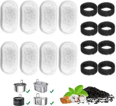 Produktbild von Bereinigungsfilter für Katzenfontein RVS Schaumfilter + Aktivkohlefilter Katzenfontein Kohlenstofffilter (16 Stück)