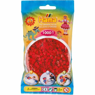 Image de HAMA perles rouge moyen 1000pcs, 1sac