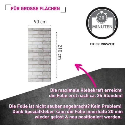 Produktbild von Klebefolie Mauer weiß - 90x210cm