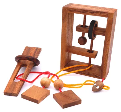 Produktbild von Seilpuzzle-Set mit unterschiedlichen, kniffligen Knobelspielen für Kinder und Erwachsene