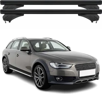 Image de Barres de toit Menabo pour Audi A4 B8 Allroad 2007-2015, aluminium noir, 2 pièces