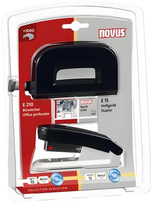 Produktbild von Novus Set - Hefter E 15 + Locher E 210 - schwarz