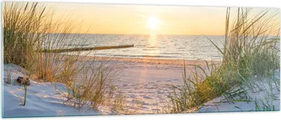 Produktbild von Bilder auf glas - Düne Strand Meer - 140x50cm - Glasbilder - Wandbilder - Kunstdruck - zum Aufhängen bereit - Wanddekoration aus Glas - Glas Bilder - Wandbild auf Glas - Einteilig - GAB140x50-3989